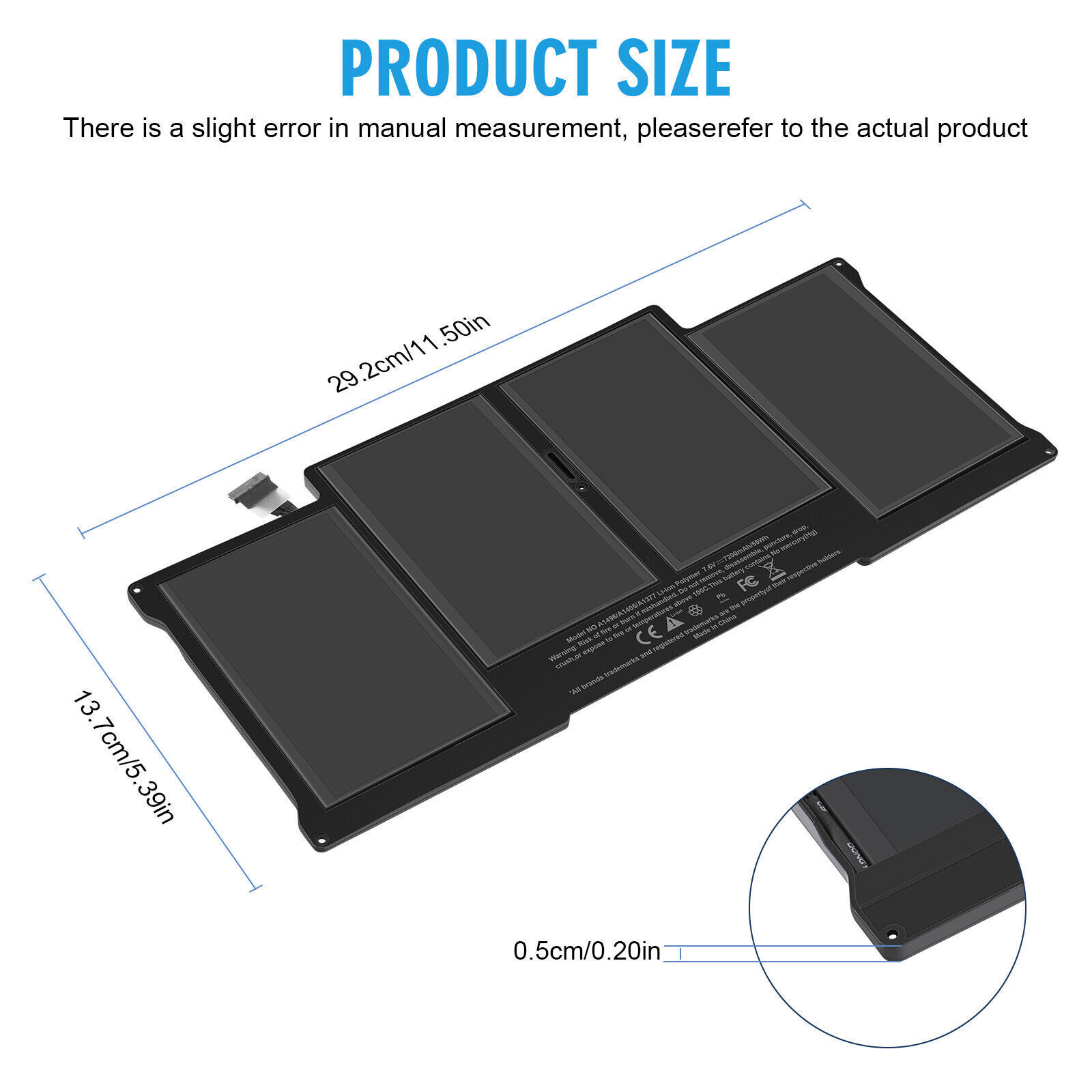 Battery A1466 for MacBook Air 13'' A1369 A1496 A1405 A1377 2013 2014 2015 2017