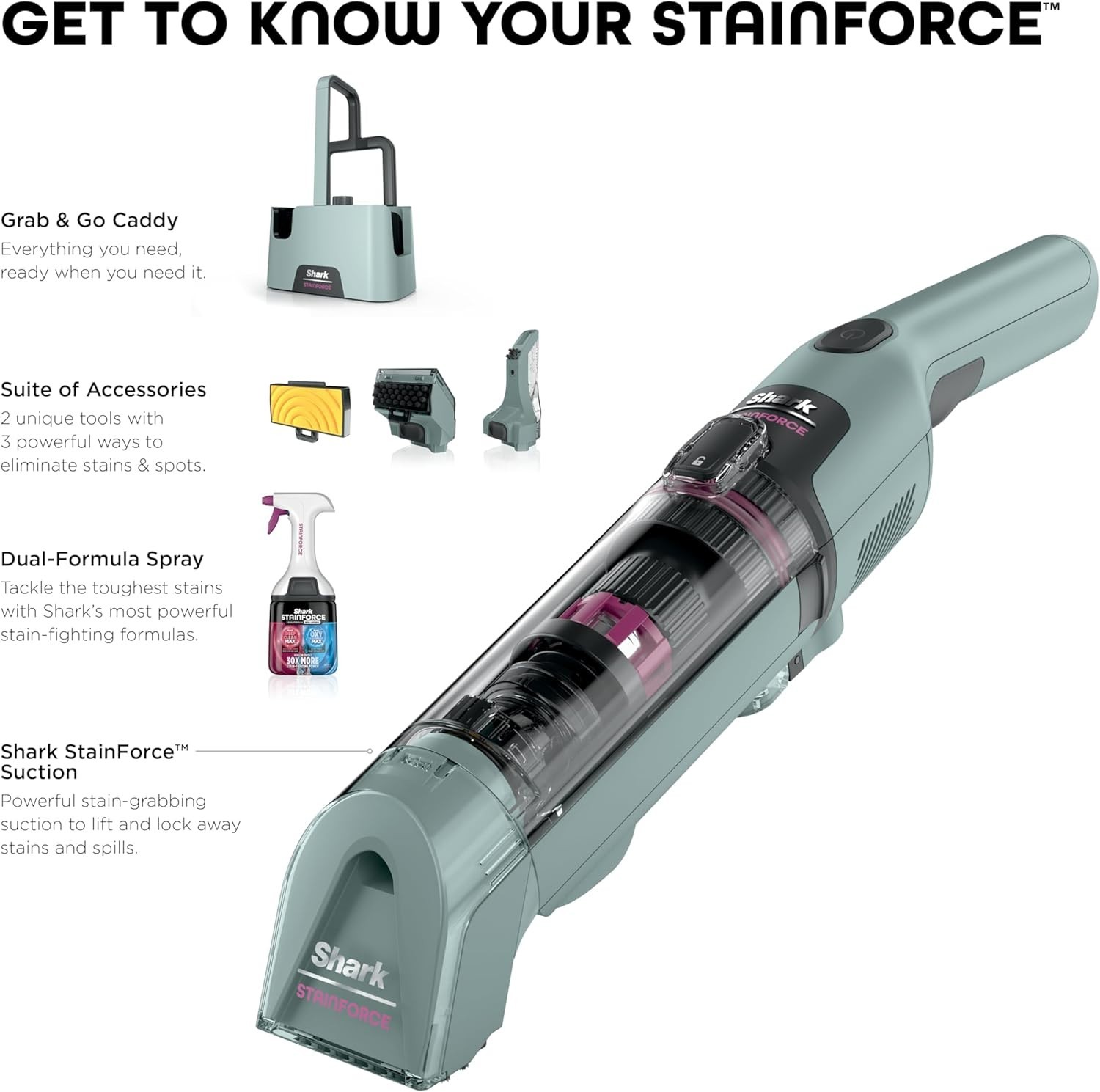 Shark StainForce Cordless Portable Spot, Stain, & Odor Remover System for Carpet