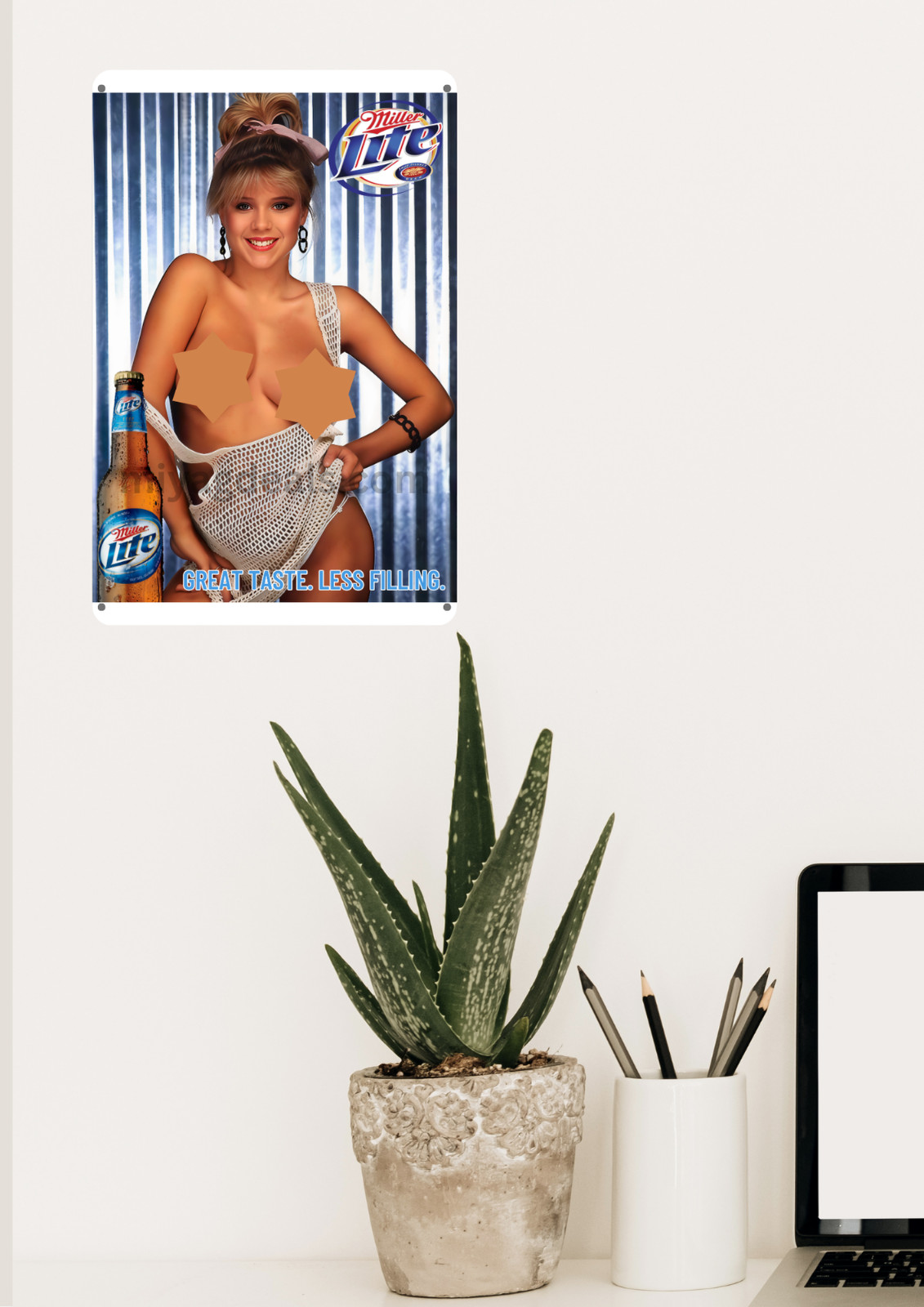 Miller Lite Beer Metal Sign –Samantha Fox Bar Pub Wall Decor Poster Sign Read De