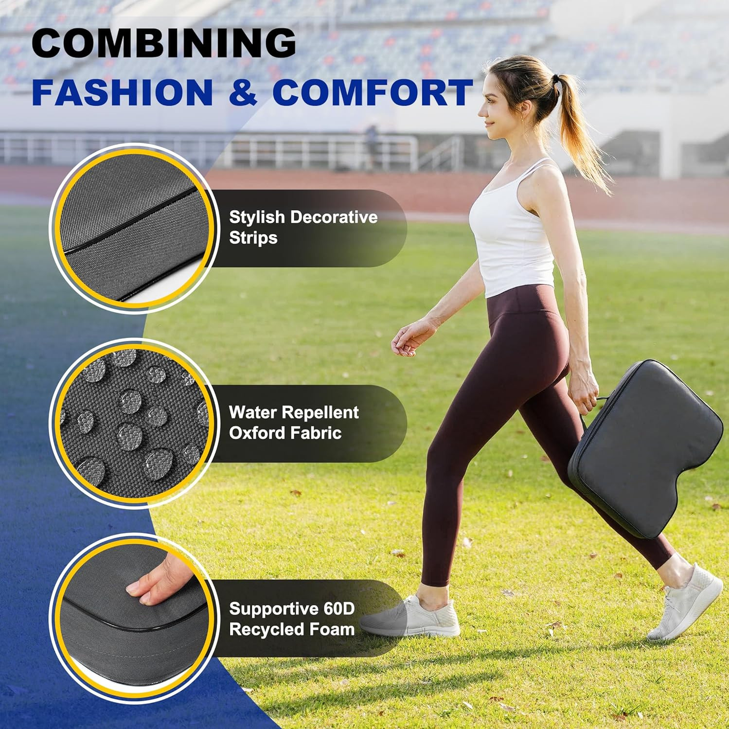 2 Pcs Stadium Seat Cushions Water-Repellent Bleacher Seat Cushions Indoor