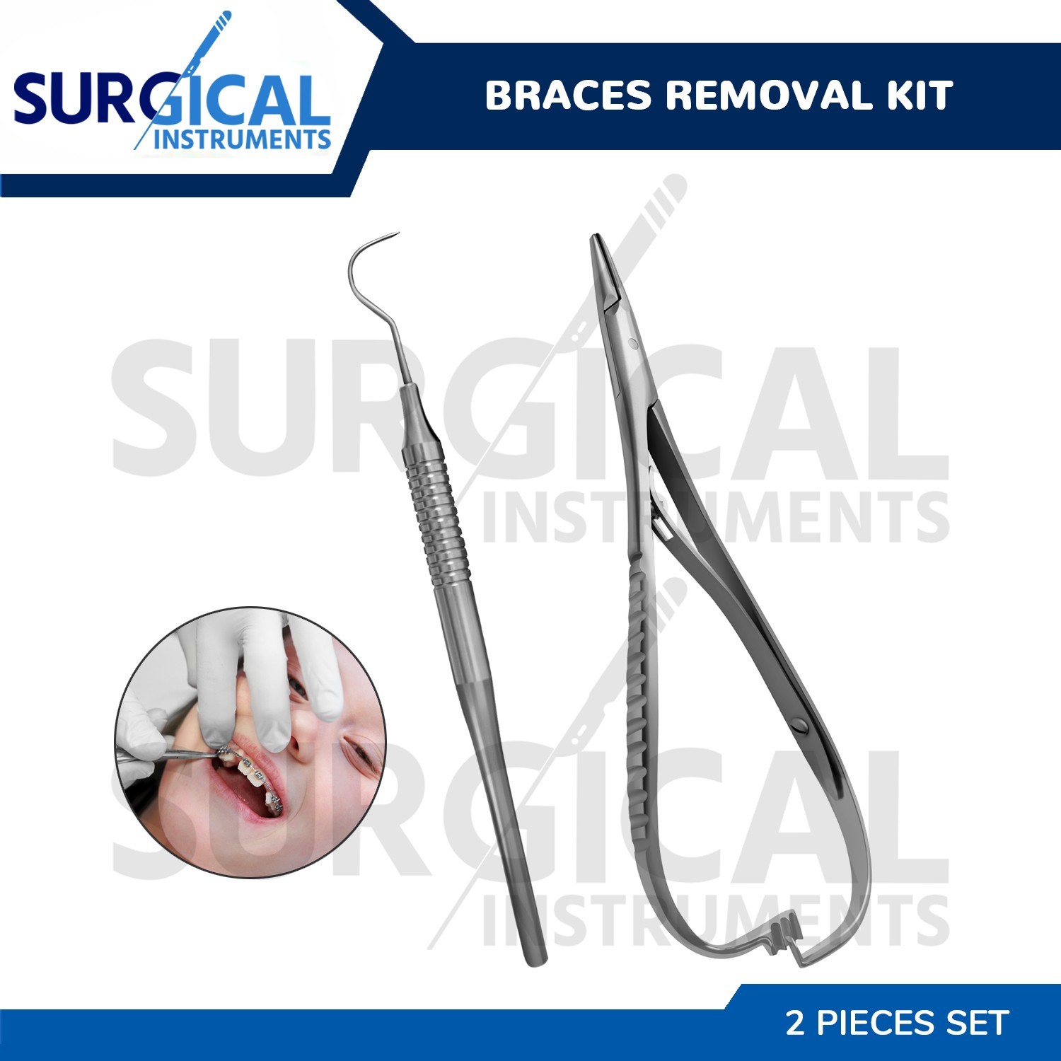 2 Pcs Dental Braces Removal Kit Set Orthodontic Stainless Steel German Grade