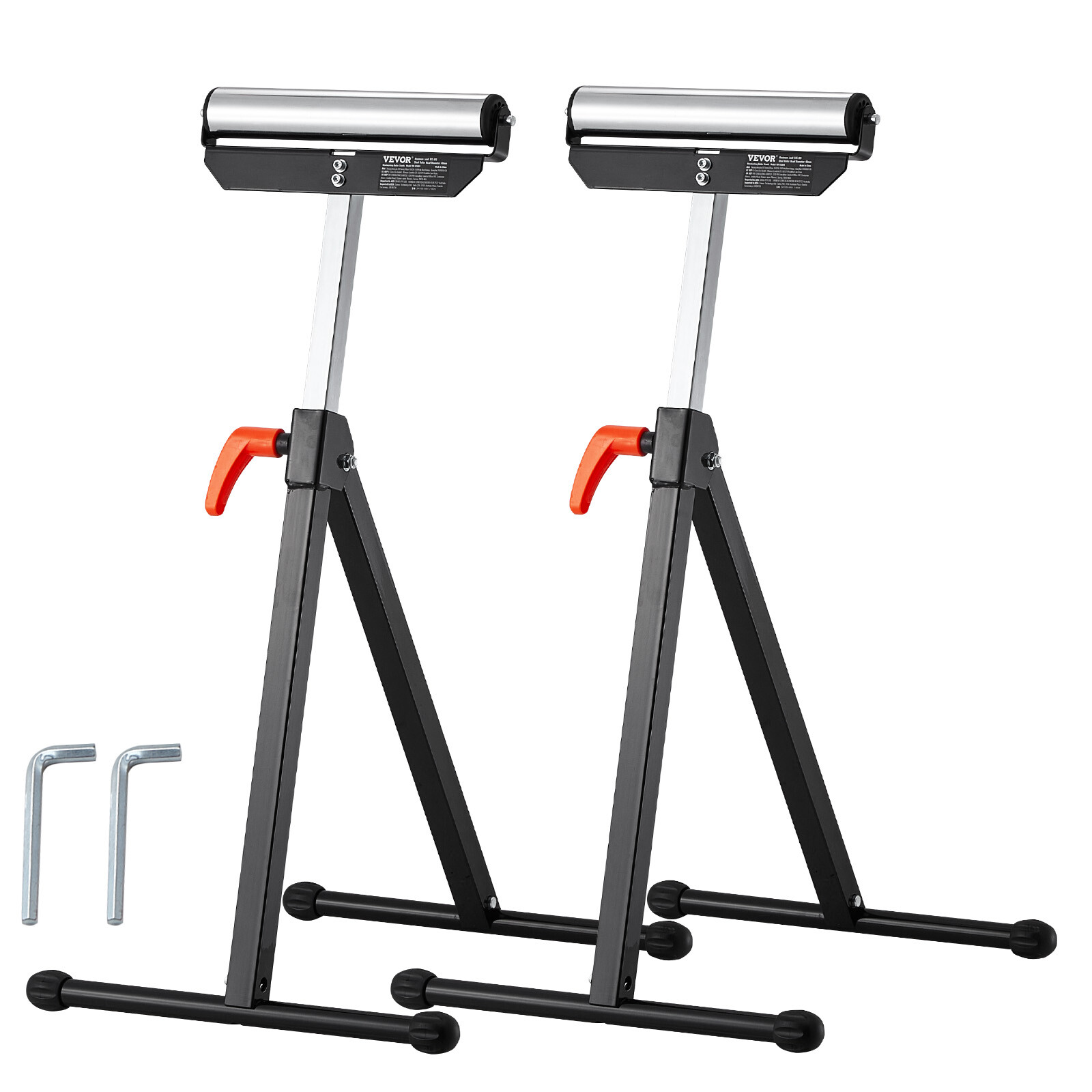 2 PCs Folding Woodworking Roller Stands Max Load 135 lb Adjustable 26.8-42.5 in