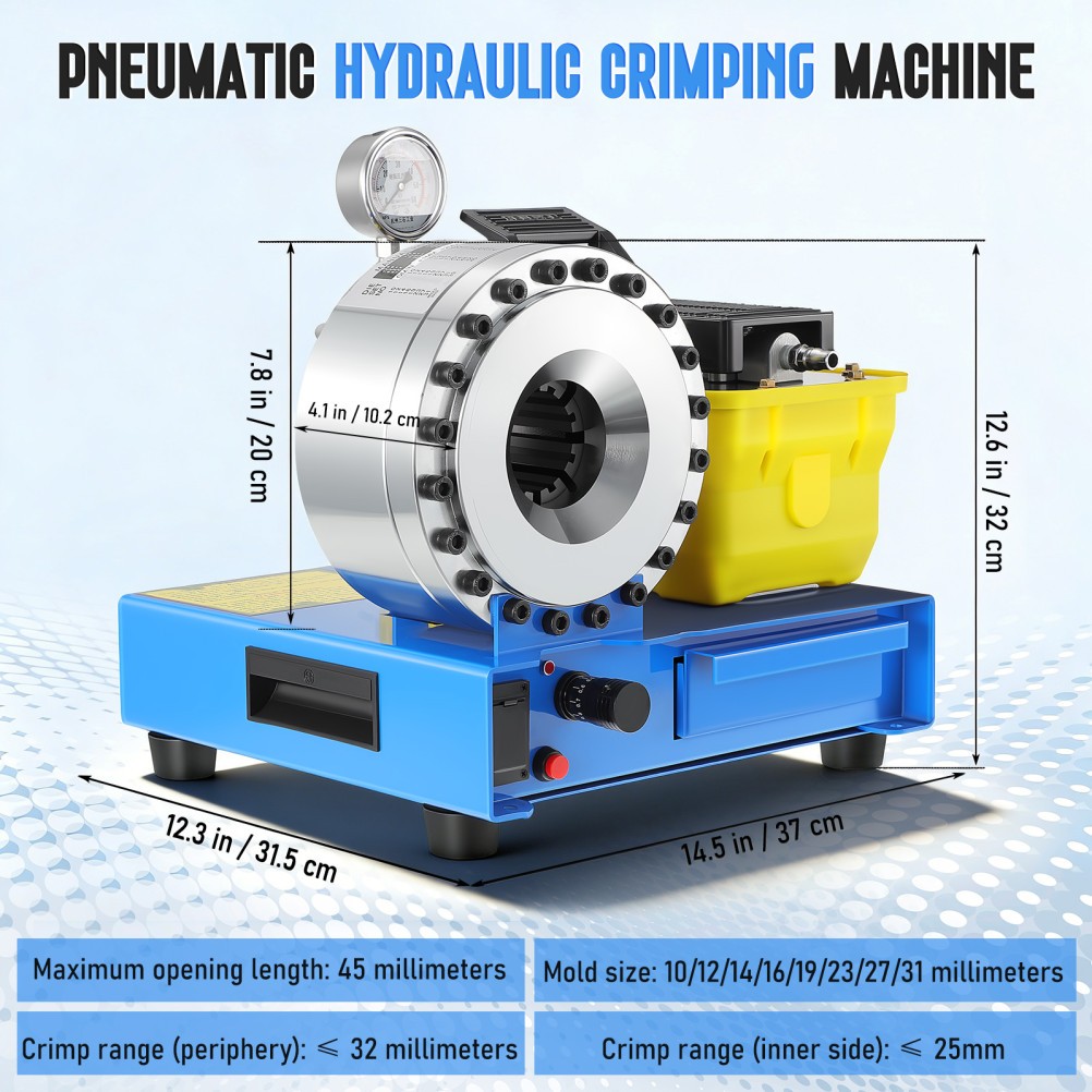 Pneumatic Hydraulic Hose Crimper High Pressure Hose Clamping Machine 40Mpa 8 Die