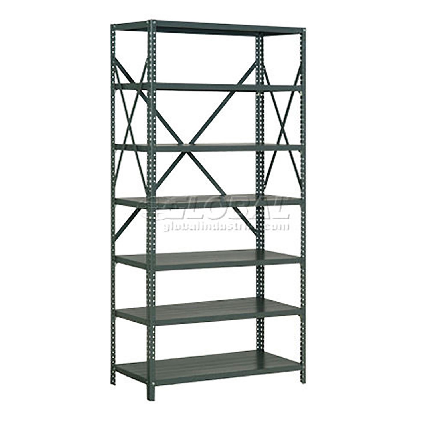 Global Industrial 7 Shelf Open Steel Shelving Unit 36"W x 12"D x 73"H Gray