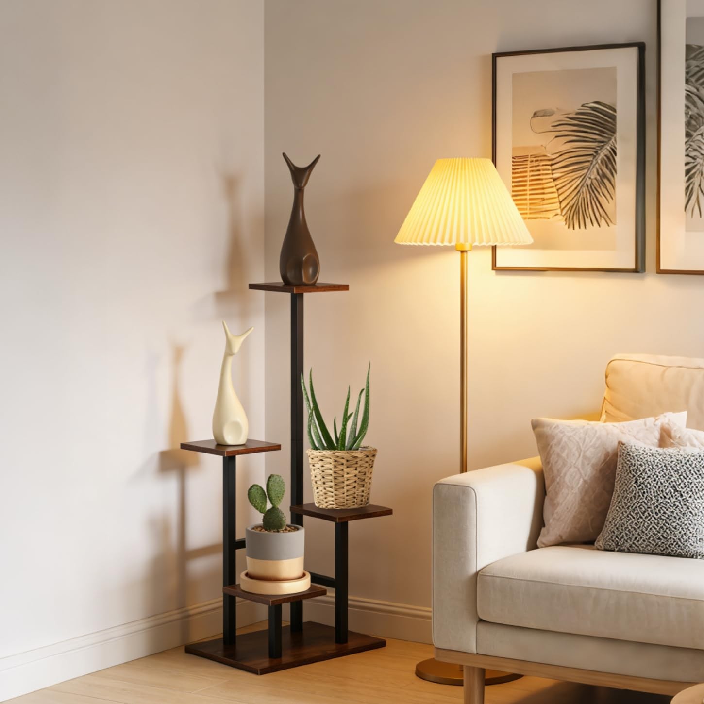 Aopark 4 Tier Plant Stand for Indoor Plants, Modern Flower Shelf Dark brown