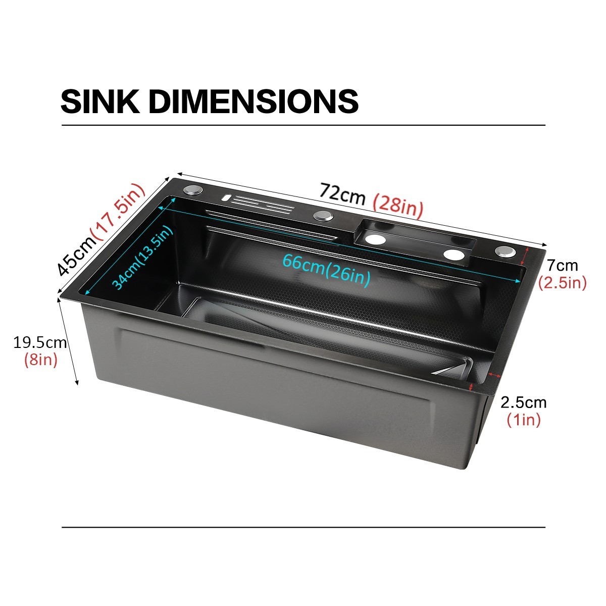 28x17 Flying Rain Stainless Steel Waterfall Kitchen Sink with Faucet Single Bowl