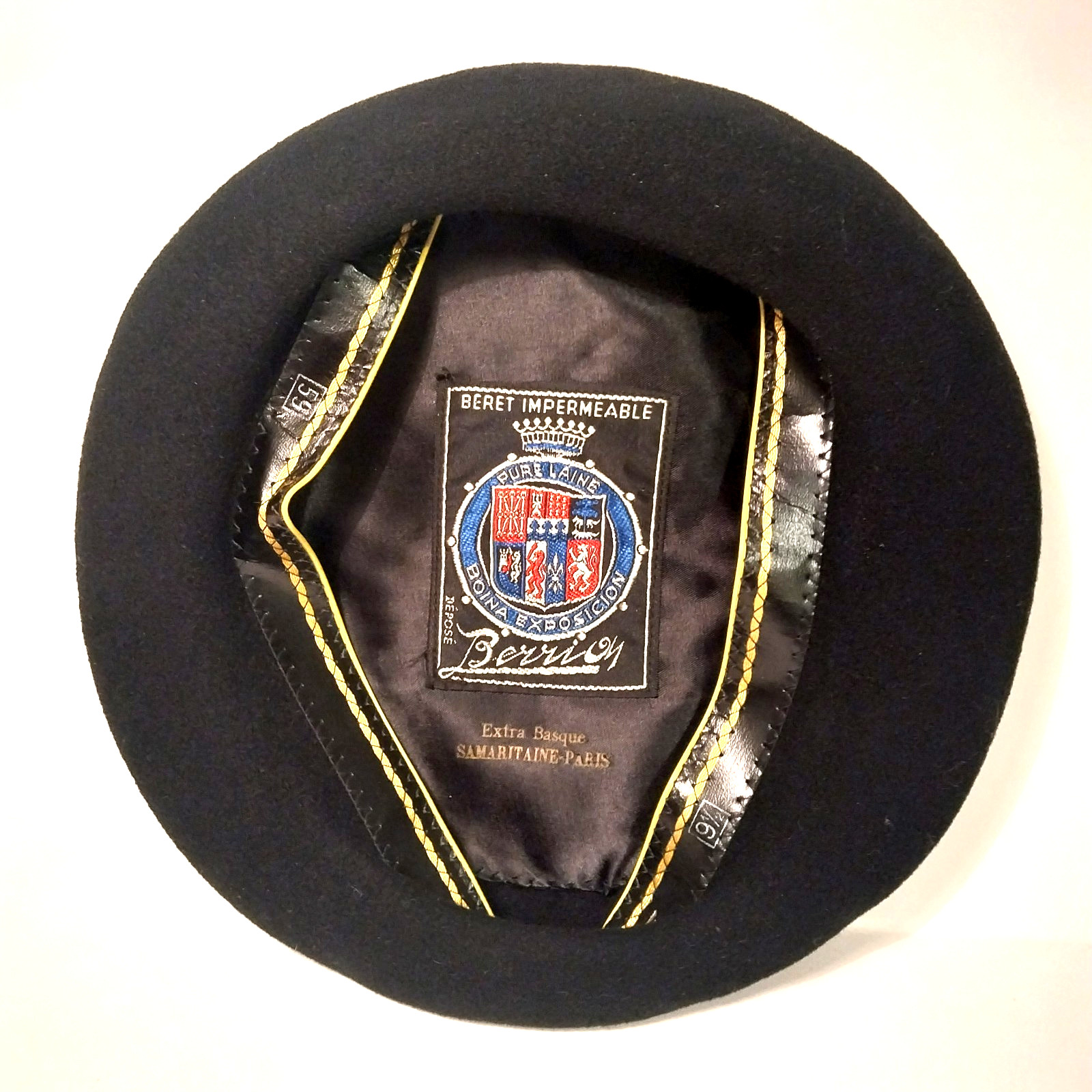 Beret Berrion Boina Exposicion Black Basque 100% Wool French SZ 59 - 9 1/2 Jazz