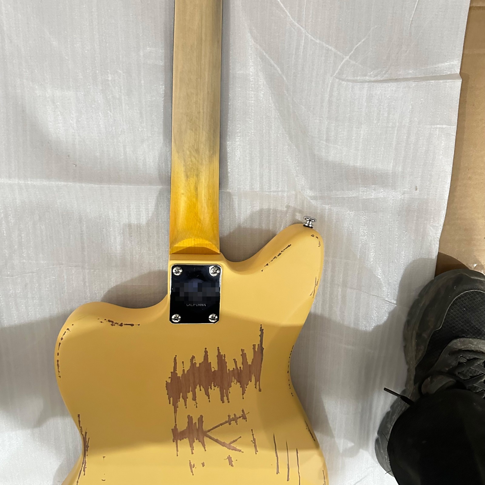 US Warehouse Yellow Relic JM electric guitar HH pickup Silver hardware 6 strings