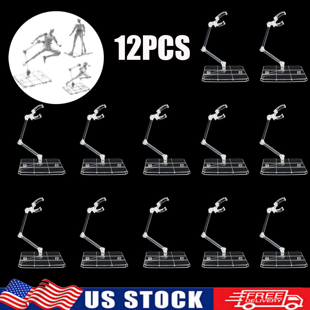 12Pc HG144 Adjustable Action Figure Display Holder Base Doll Model Support Stand
