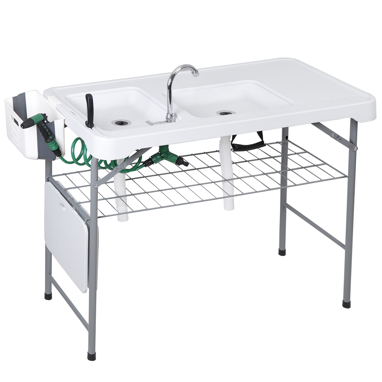 Fish Cleaning Table with Sink 42.6" Width Portable Folding Camping Table Patio