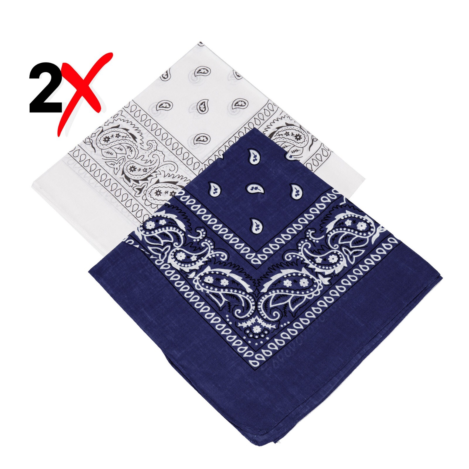 2-Pack Bandana 100% Cotton Paisley Print Double-Sided Scarf Head Neck Face Mask