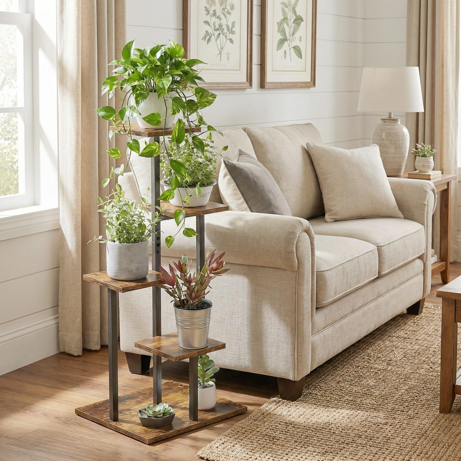 VonDream 4 Tier Plant Stand Indoor, Tiered Stands for Indoor Brown