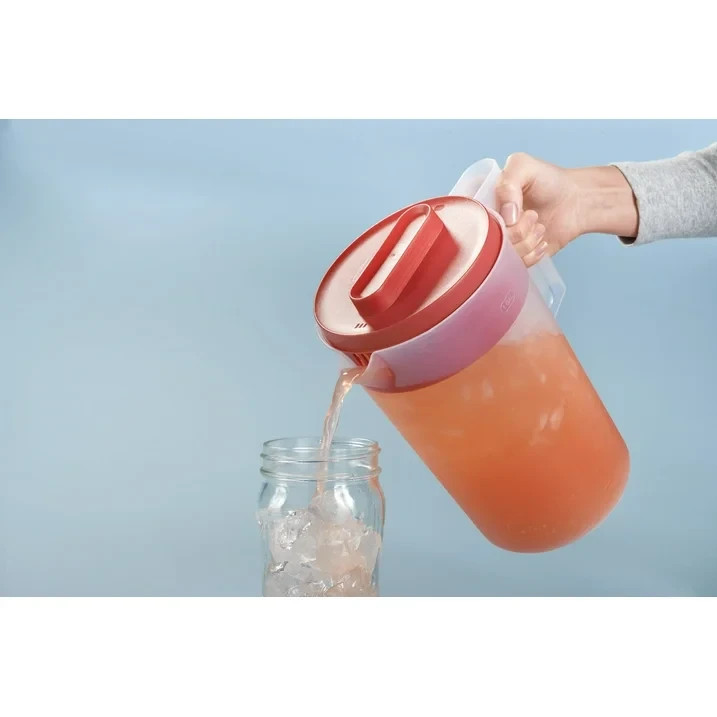 1 Gallon Plastic Water Juice Pitcher with Multifunction Lid, BPA-Free