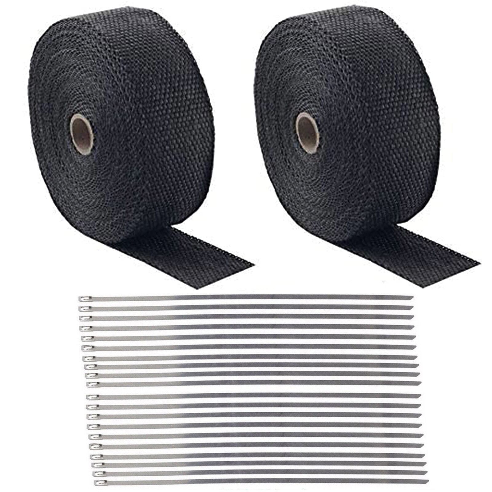 2 Roll x 2" 50FT Black Exhaust Wrap Header Manifold Fiberglass Heat Wrap Tape