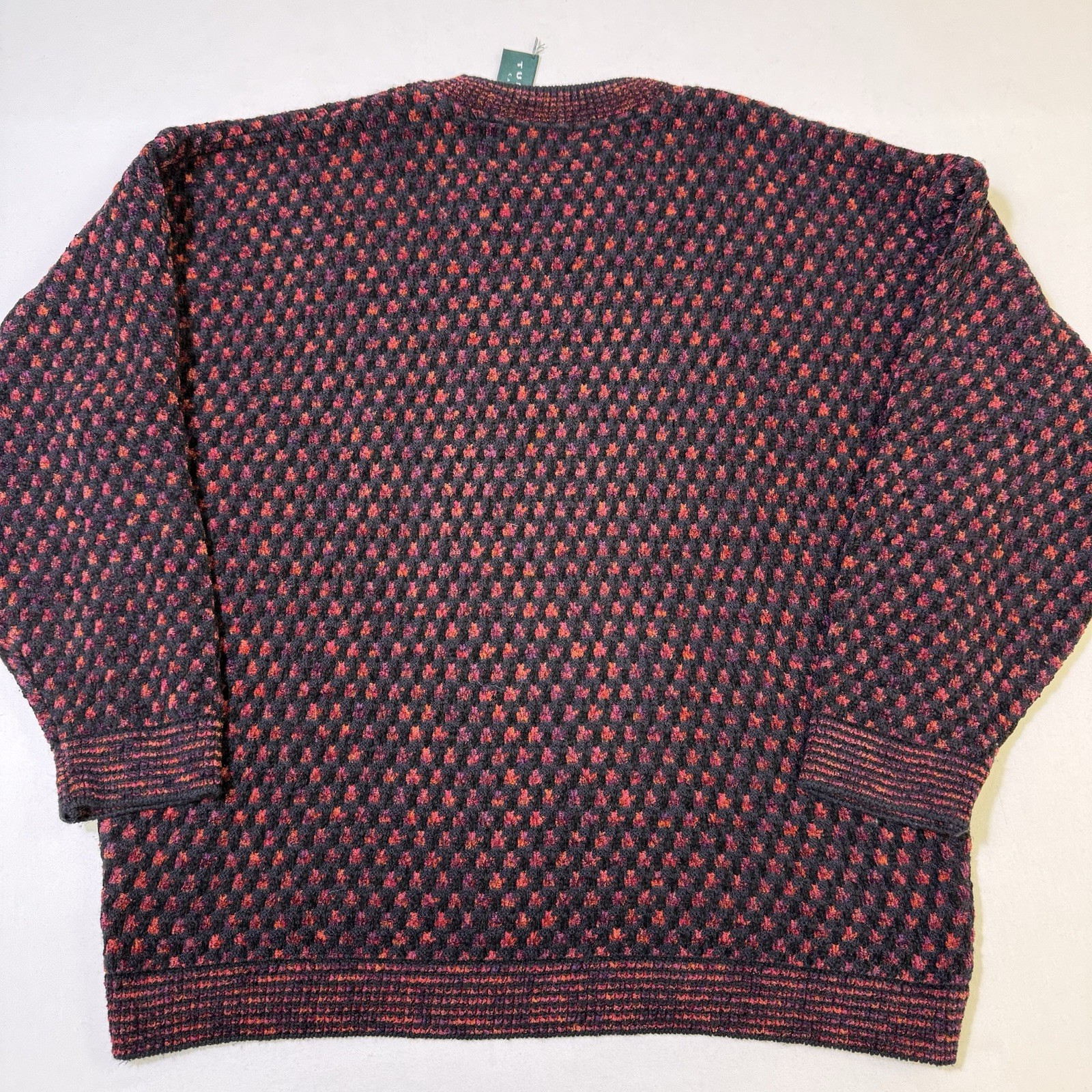 Tundra Sweater Mens M 3D Knit Coogi Style Geometric Grandpacore Cabincore Cosby