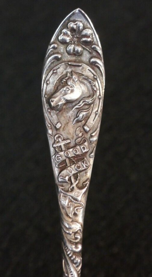 Span Am War Battleship Massachusetts Souvenir Spoon 4.5" Extra Coin Silver Plate