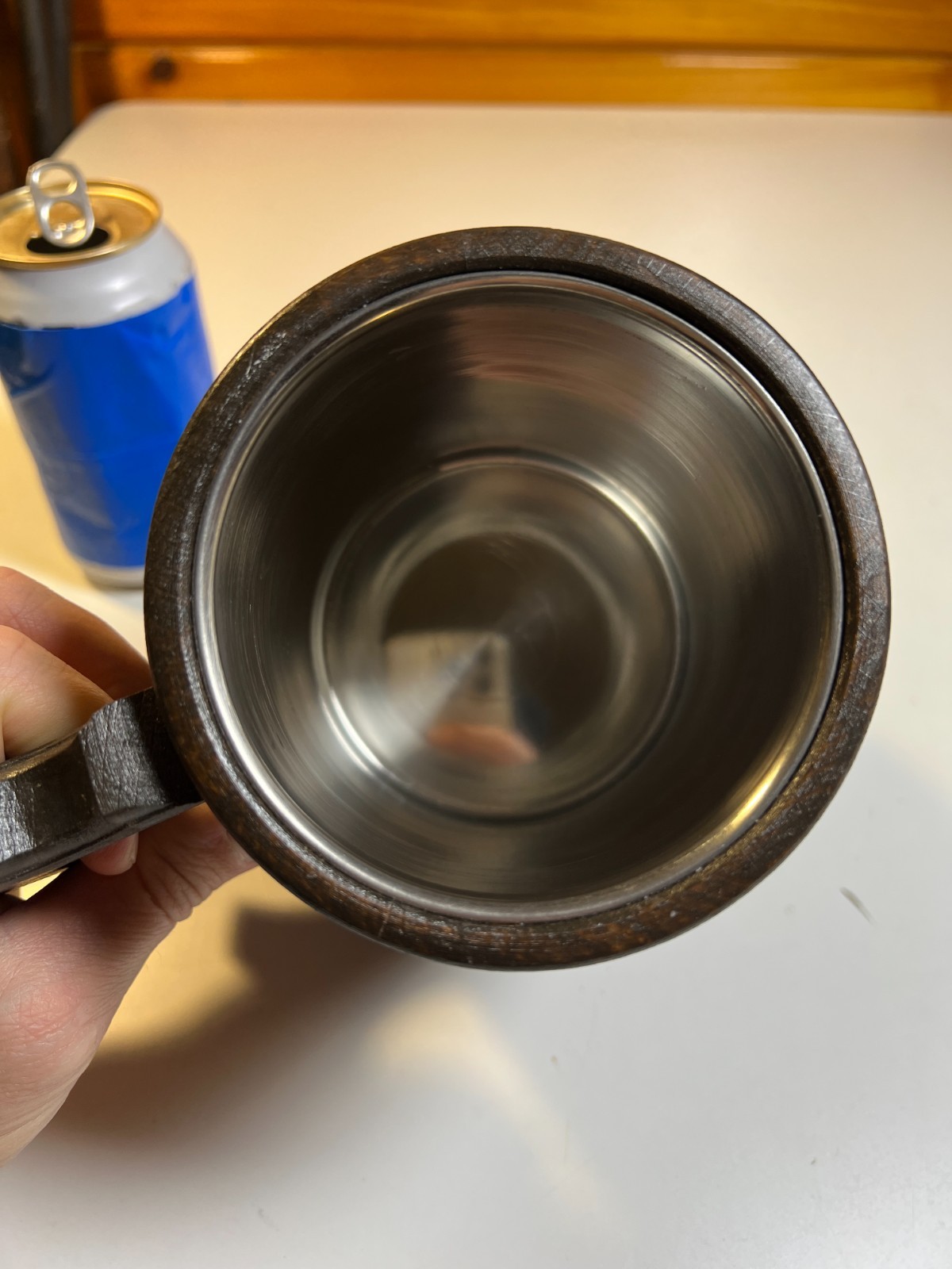 Medieval Wooden Wood Tankard Mug Cup Stein D&D Tavern LARP Stainless Steel DnD