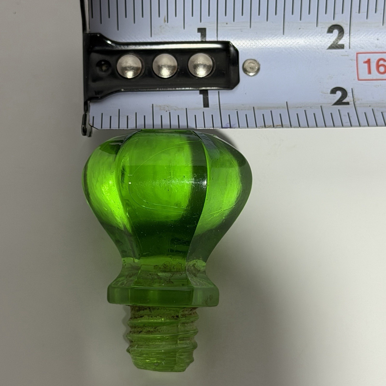 One Green 1” Uranium Vaseline / glowing Glass Knob Dresser Pull Small Hexagon