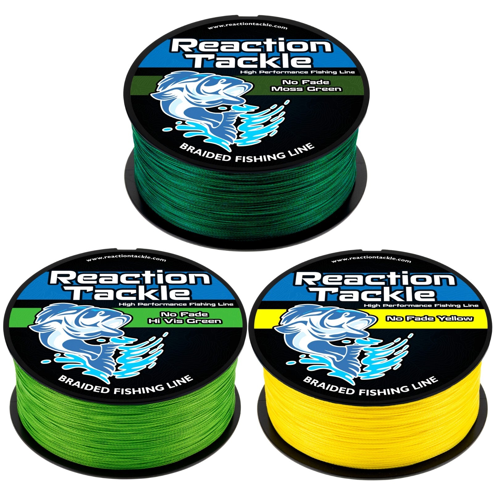 Reaction Tackle High Performance Braided Fishing Line / Braid - NO FADE COLORS