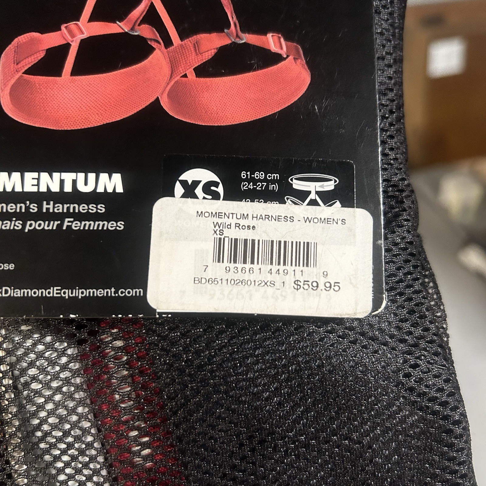 Black Diamond Momentum Harness XS (24-27in) Women’s Wild Rose Red Black NEW