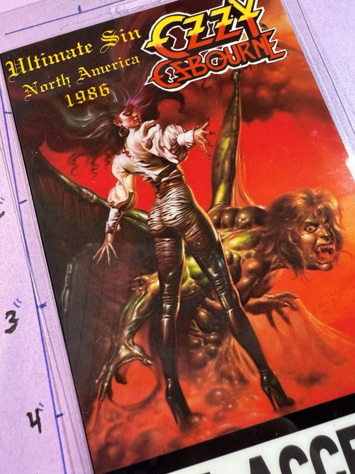 Ozzy Osbourne Commemorative Ultimate Sin Tour 1986 All Access Pass & Lanyard