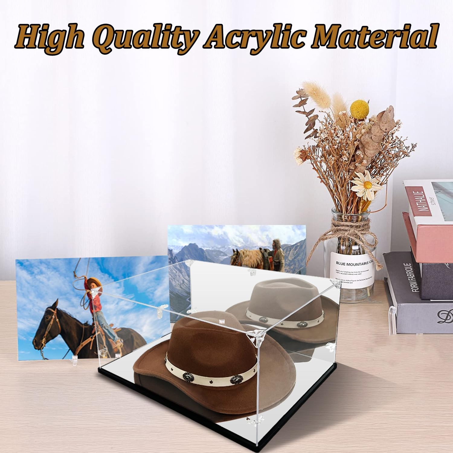 Cowboy Hat Display Case & Protector Box - Dual Mirror - 3mm Clear Premium Acr...