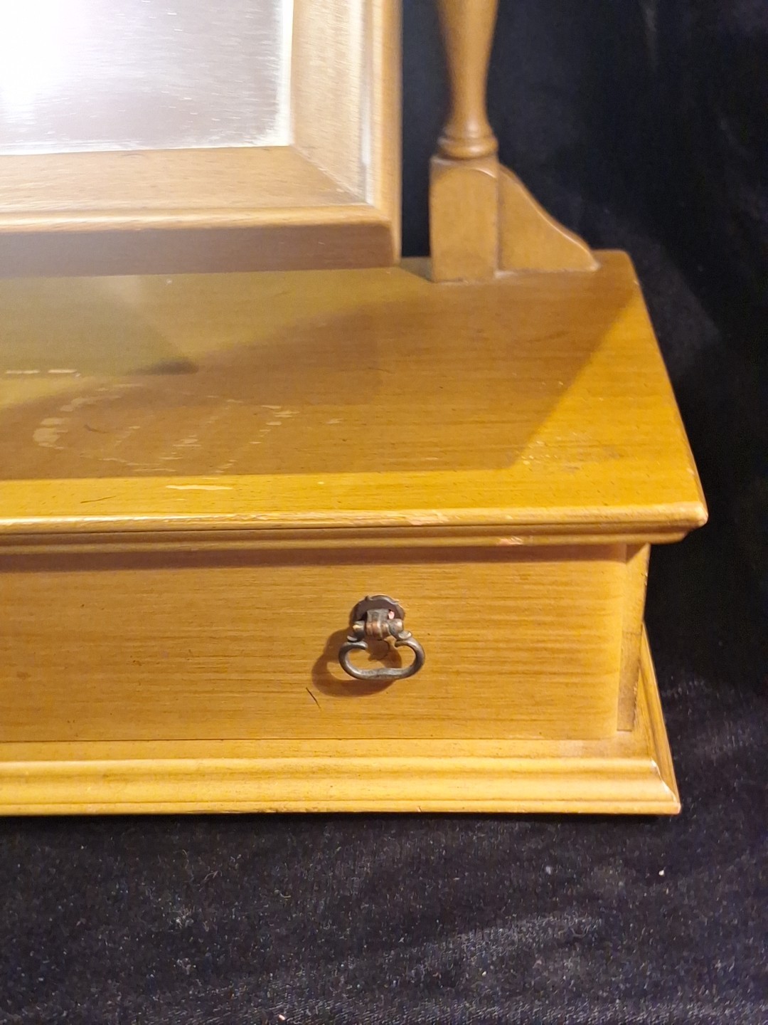 Antique Wood Tabletop Vanity Dressing Table Swivel Mirror with Storage Drawer