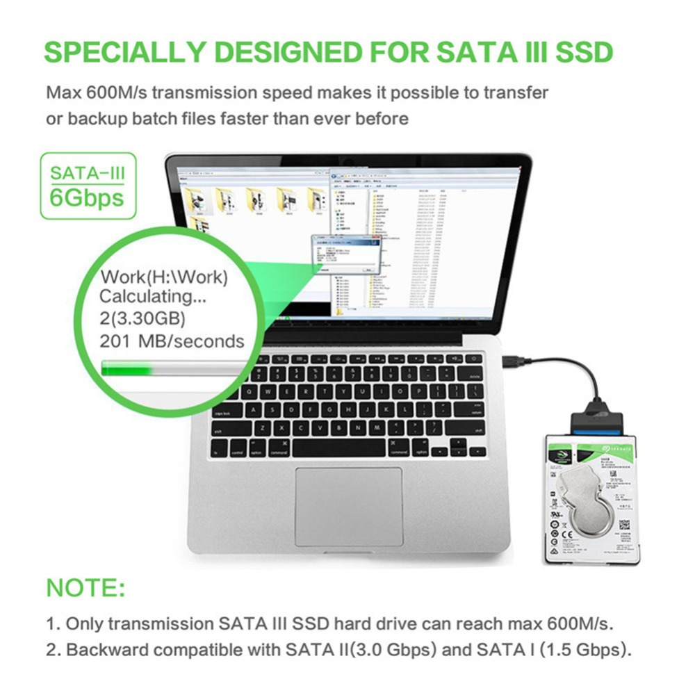 USB to SATA Adapter Cable Data Converter 3.0 to 2.5" For Hard Drive SSD to USB