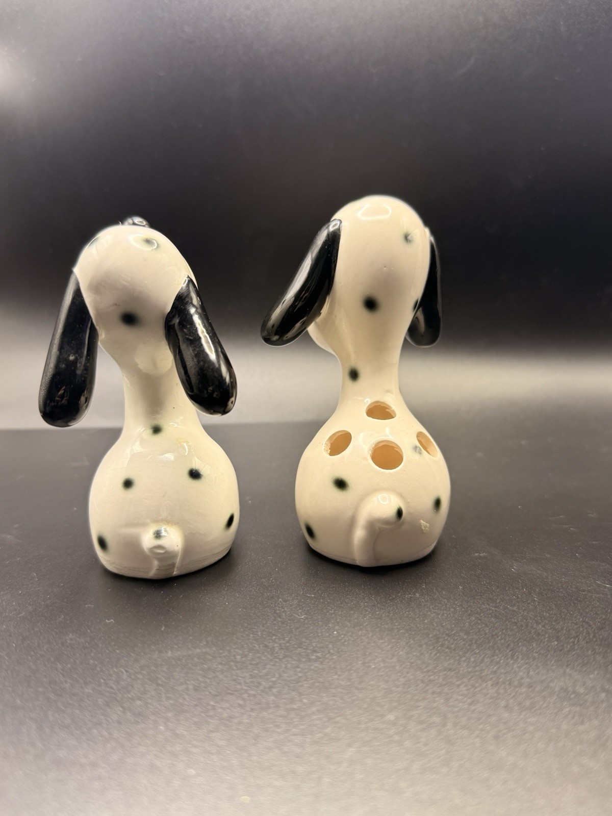 Vintage Mid Century Dalmatian Dog Ceramic Pencil Sharpener And Holder Japan
