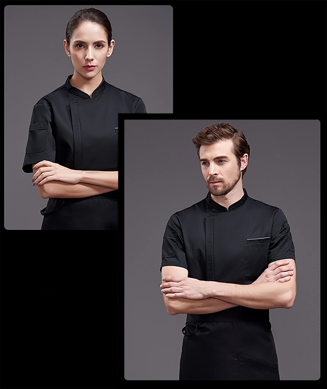 Unisex Zipper Chef Coat Short Sleeve Multi-Pockets Chef Jacket Back Mesh Chef...