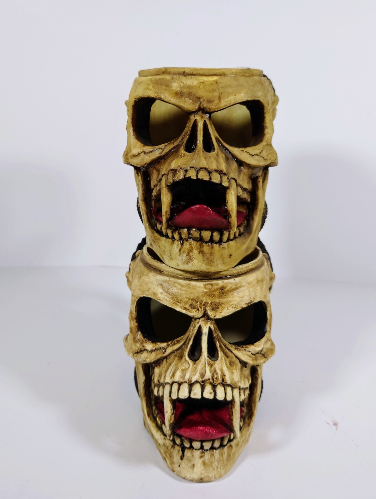 Distressed Skull Vampire Mug/Cup Candle Holder,Pen Holder decorative Lot Of (2)