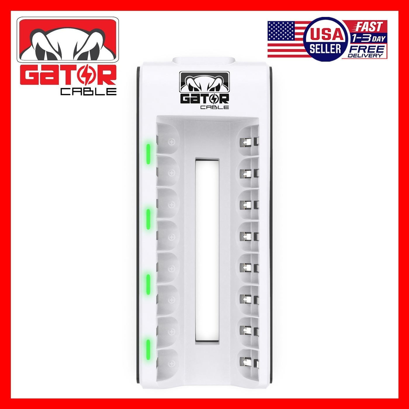 Rechargeable Battery Charger AA AAA Ni-MH Ni-CD Automatic Charged Red LED Light