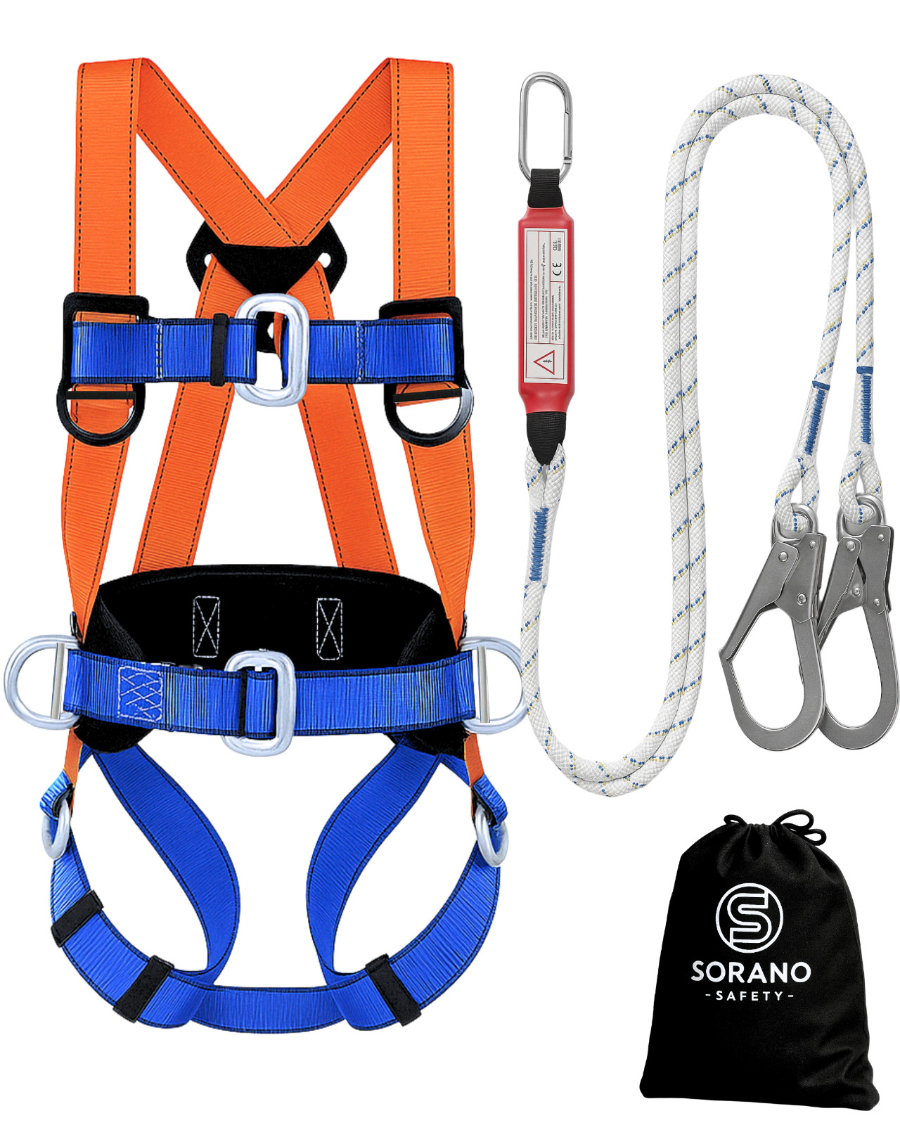 Sorano Safety Harness Fall Protection Kit Full Body Roofing Harness with Lanyard