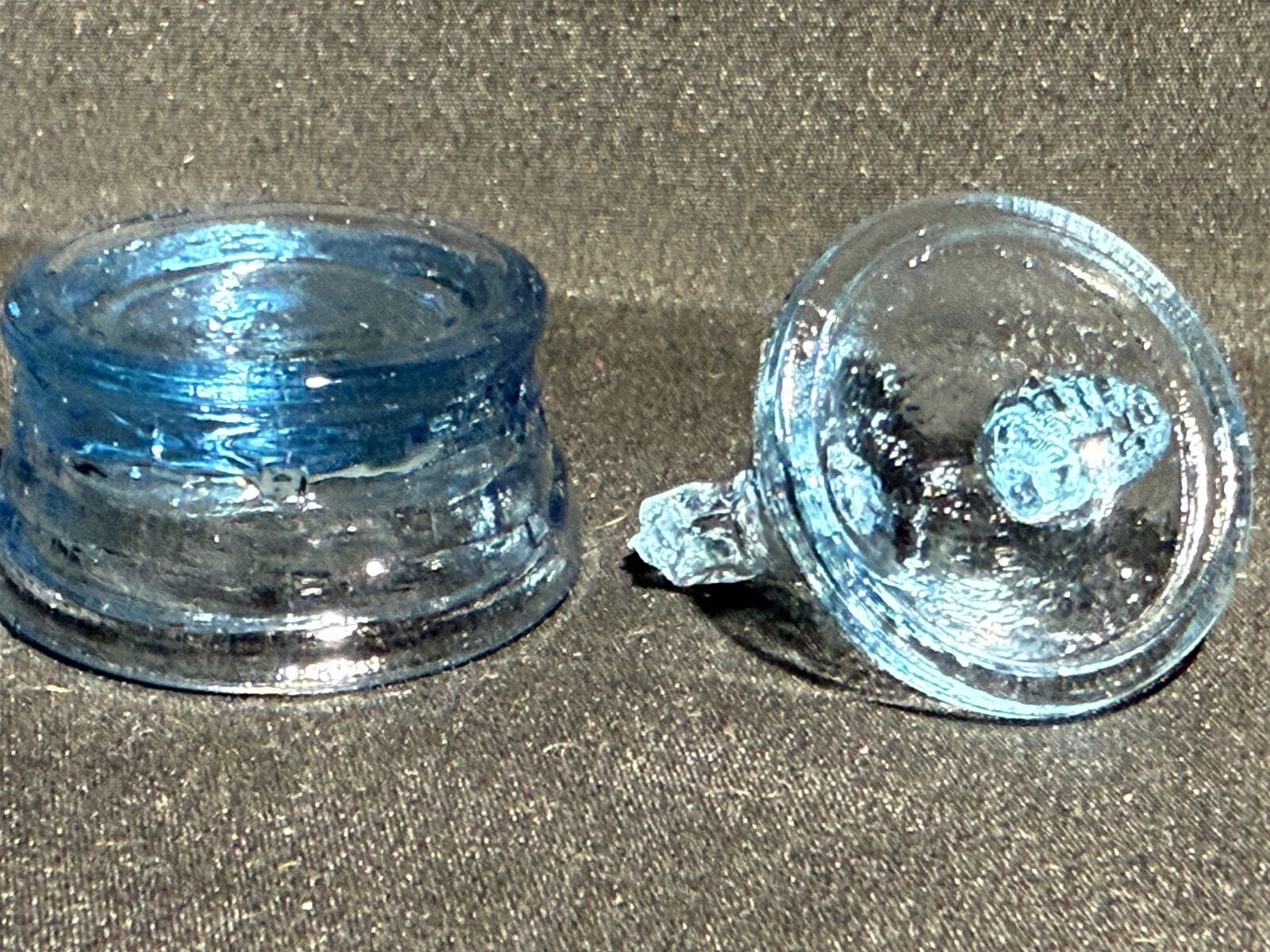 Blue Vaseline uranium glass Hen Chicken on nest basket eggs / salt cellar orange