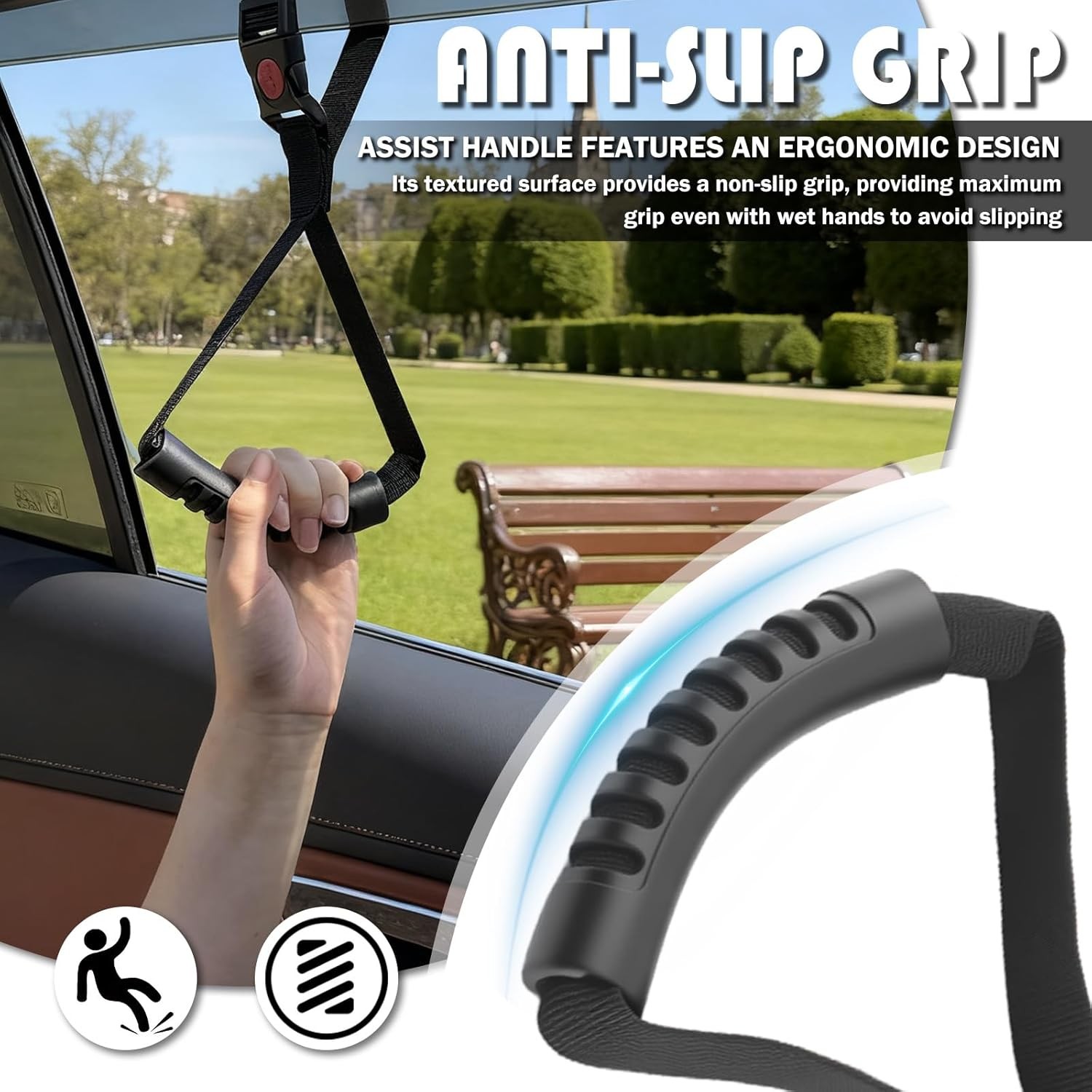 2PCS Car Door Handle for Elderly,Adjustable & Portable Car Handle Assist for Eld