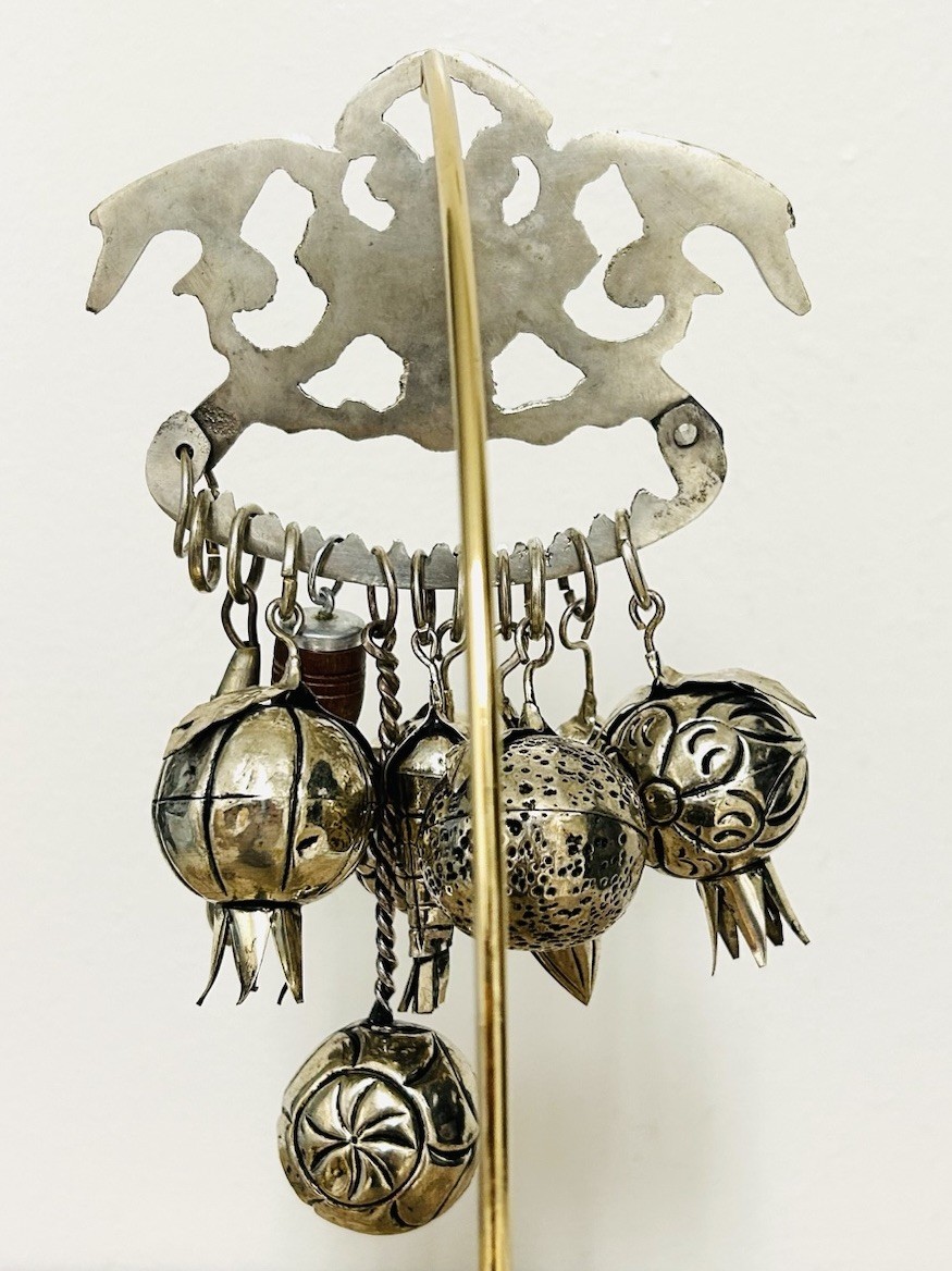 Vintage Brazilian Penca de Balangandãs – Silver Hanging Amulet 10 Charms