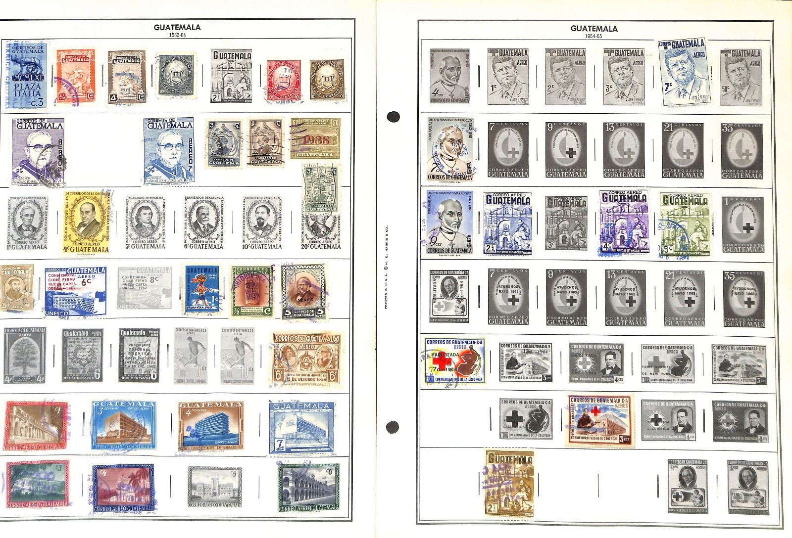 Guatemala Stamp Collection on 25 Harris Pages, 1902-1986 (BH)