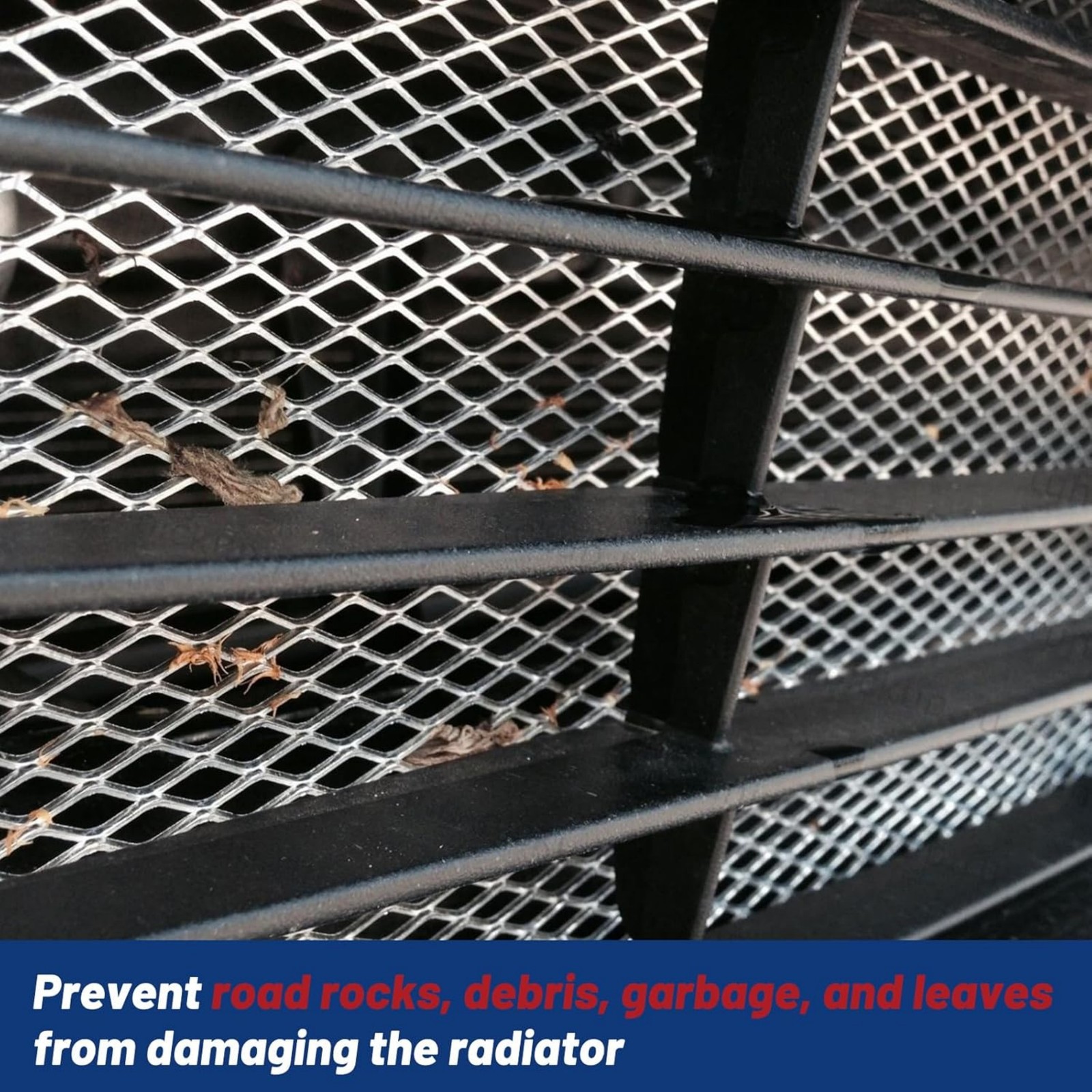 Universal Car Grill Mesh 40" x 13", Black-Painted 3 x 6mm Rhombic Hole black