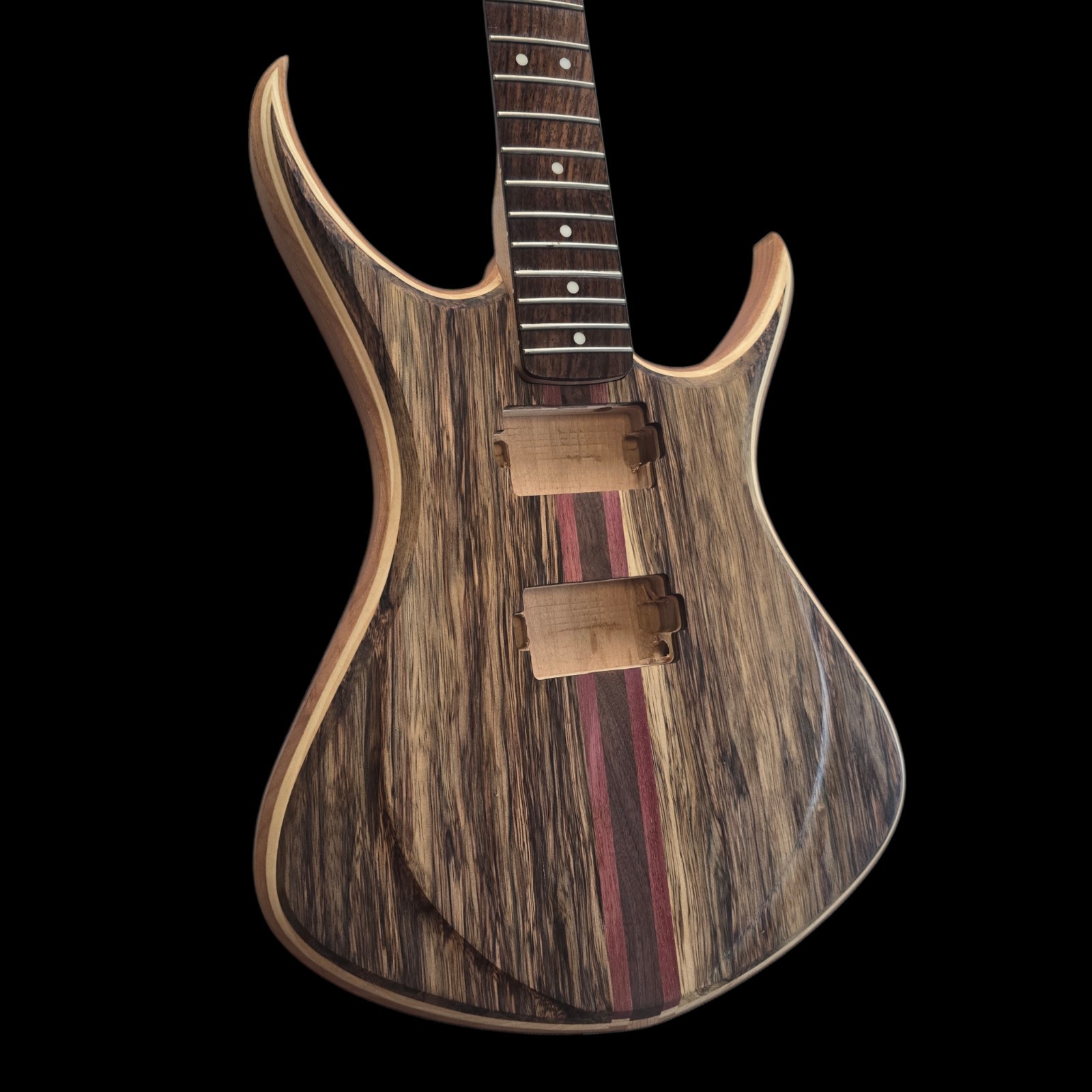 Alembic Style Custom Guitar Body 1 of a Kind Handmade Black Limba/Alder Luthier