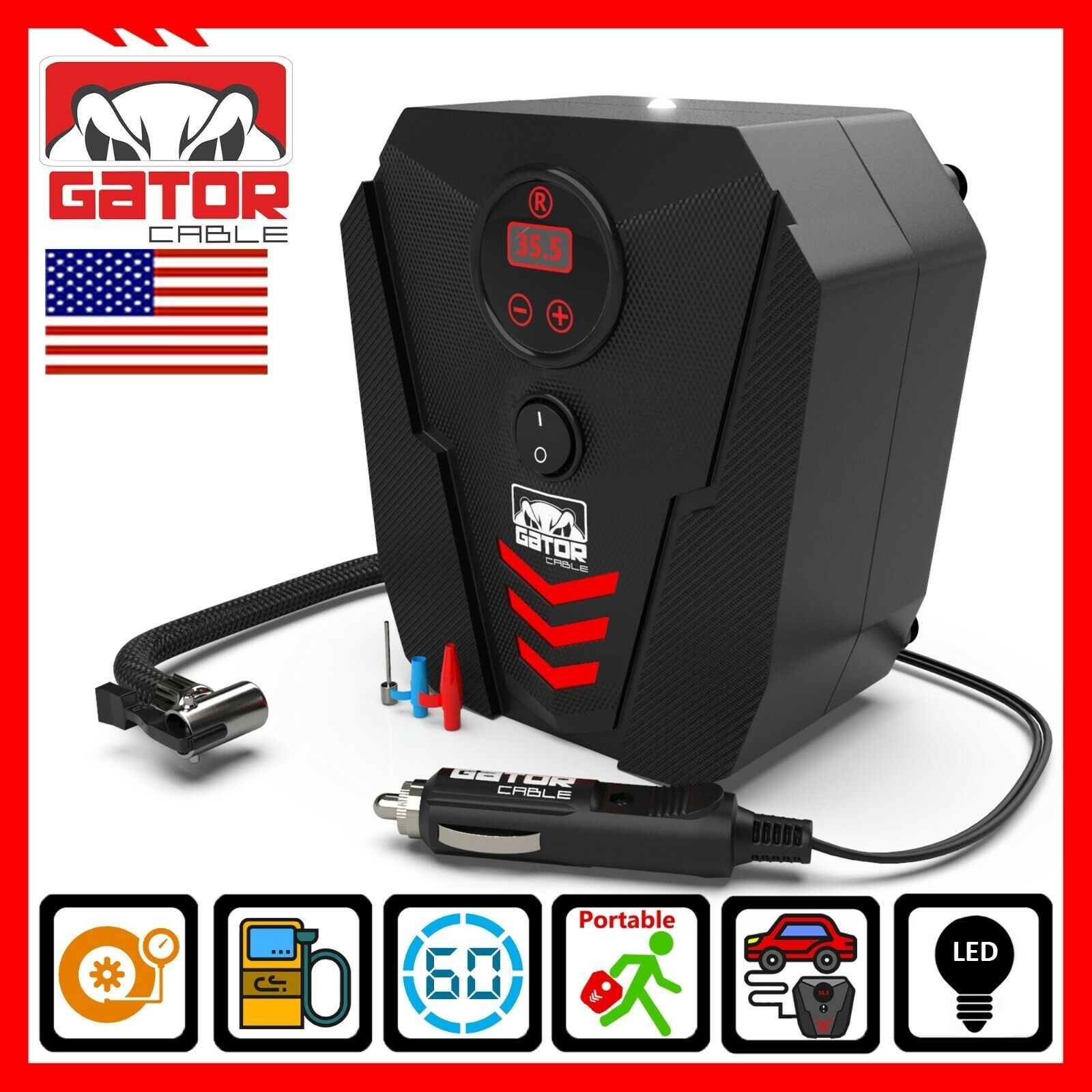 Car Tire Air Pump Inflator Compressor Digital Electric Auto Portable 150PSI 12V