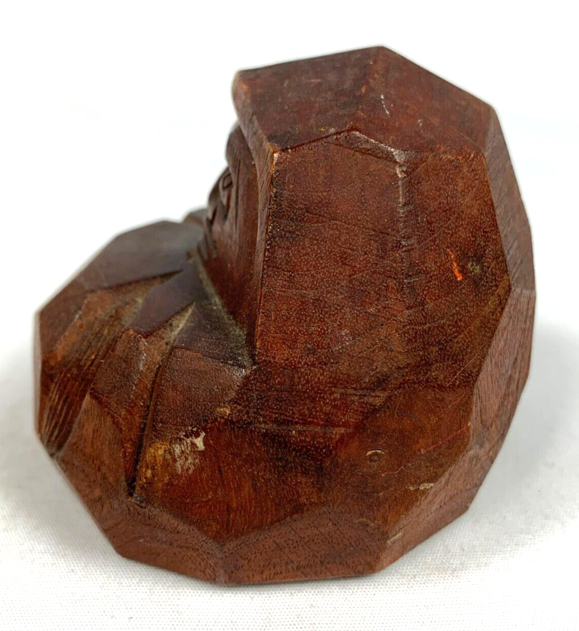 Daruma Wood Carving Boxwood Vintage Japan Artist Signed