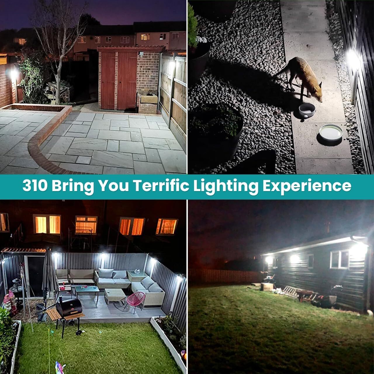 CLAONER 310 LED Solar Power Light PIR Motion Sensor Outdoor Garden Security Lamp