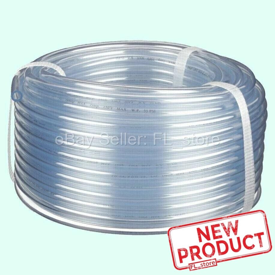 100 Feet Roll Clear Plastic Tubing 3/16" ID x 1/4" Outside Dia Flexible Vinyl