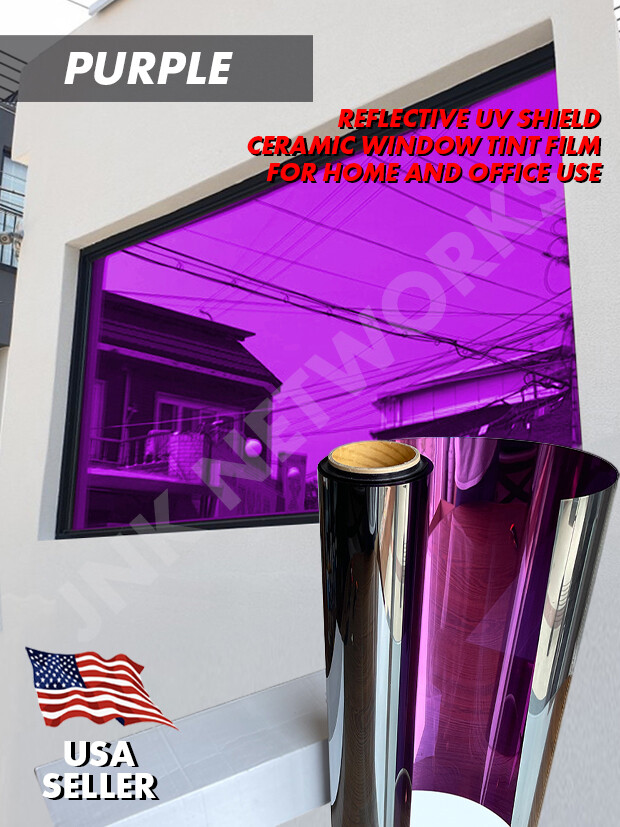 One Way Mirror Reflective Color UV Window Tint Film Home and Office (Purple)