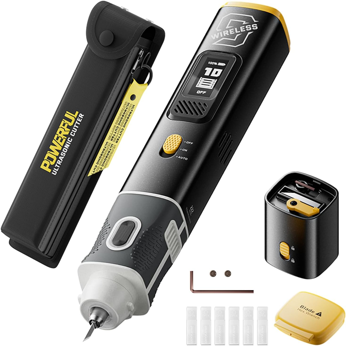 Wireless Ultrasonic Cutter, 40kHz Vibration & 2 Cutting Modes, Includes 50 Repla