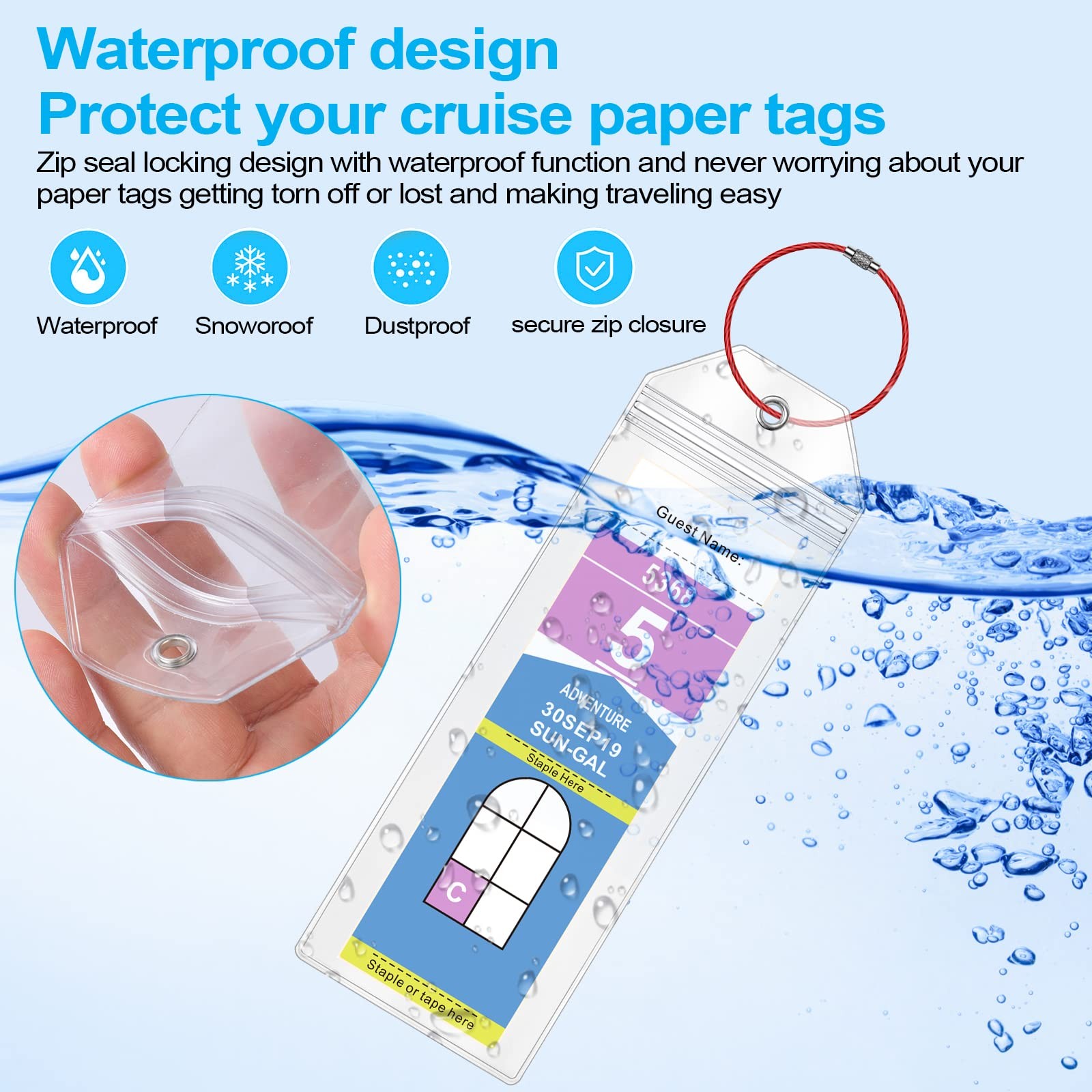 Cruise Luggage Tag Holder for Royal Caribbean Ships Celebrity, 6Pack Clear T...