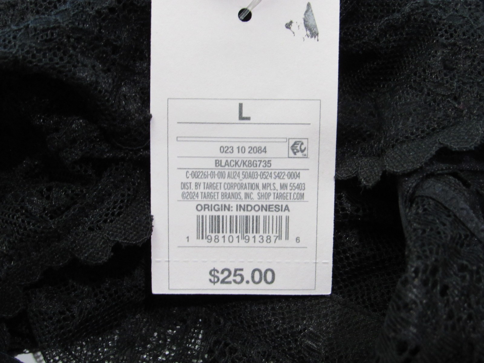 Auden Women's Unlined Lace Lingerie Bodysuit Black Size Large