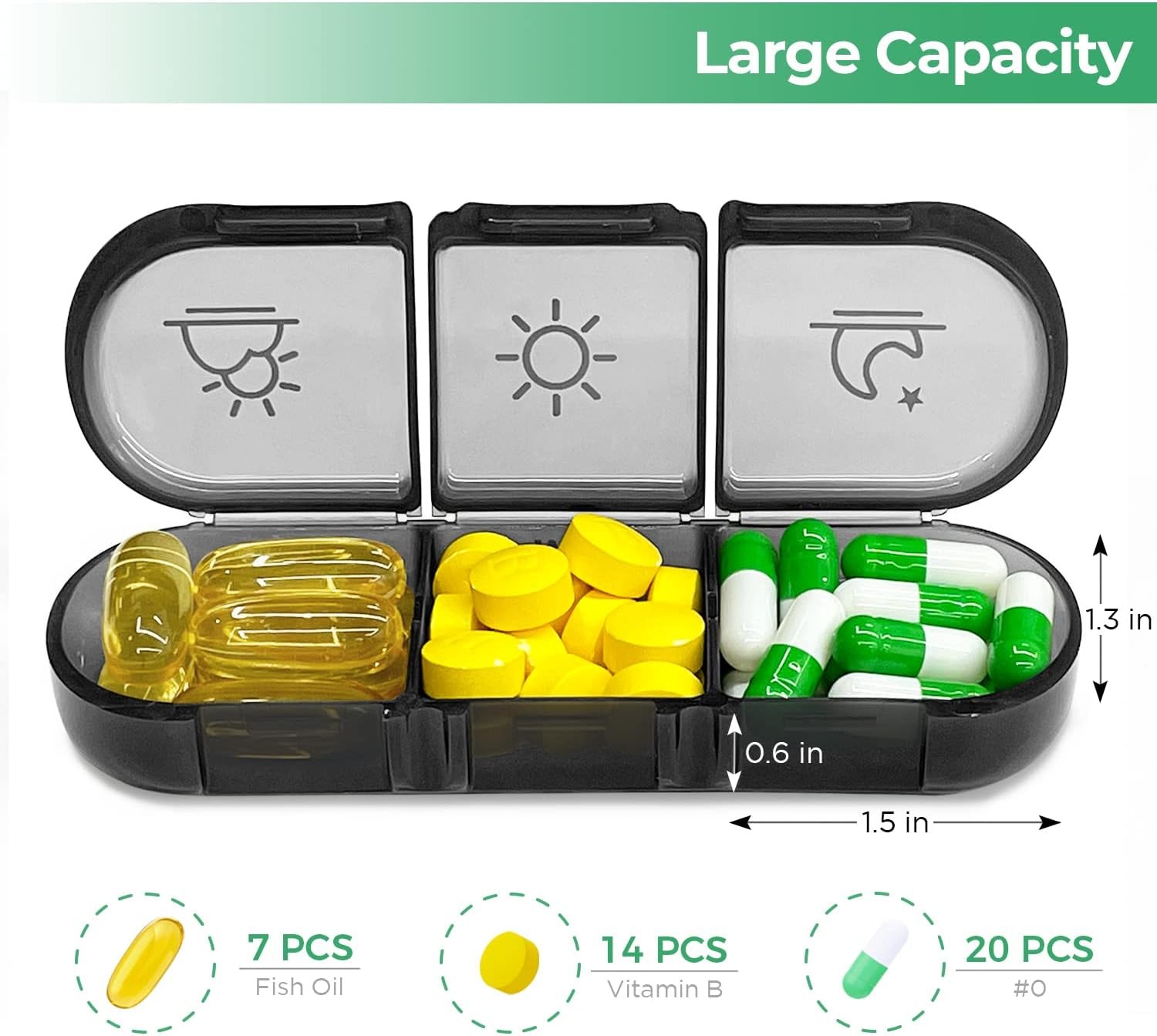 Weekly Pill Box Organizer Pill Case Medicine Planner 3 Times A Day Easy to Clean