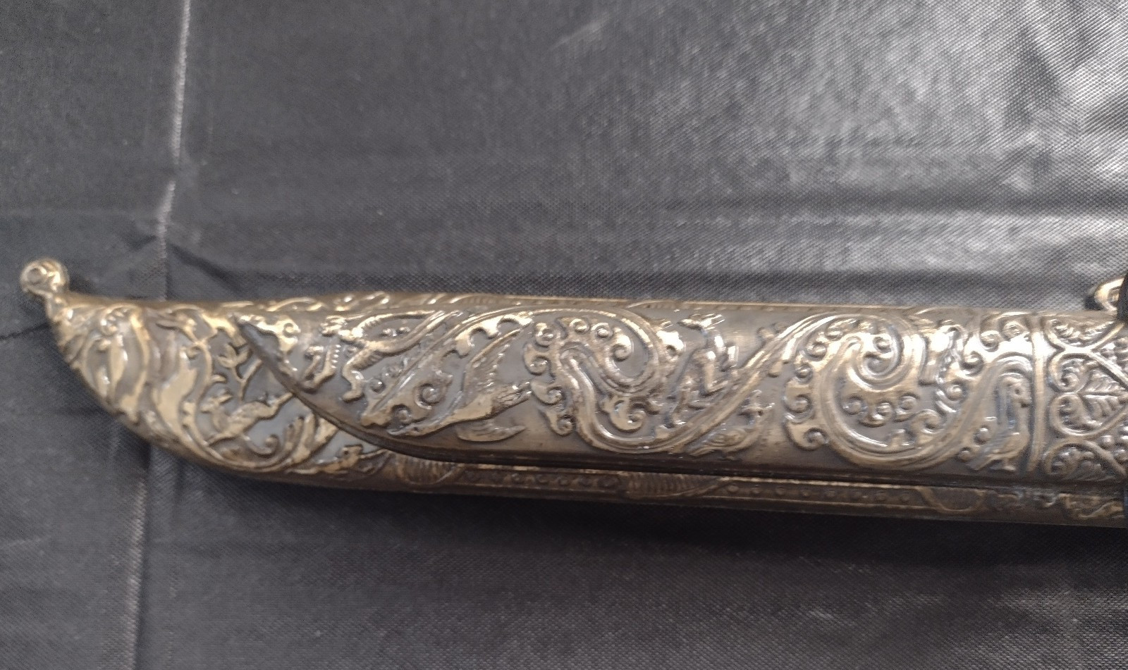 2 Decorative Ornate Brass Handled Dagger Knives with Brass PiggyBack Sheath