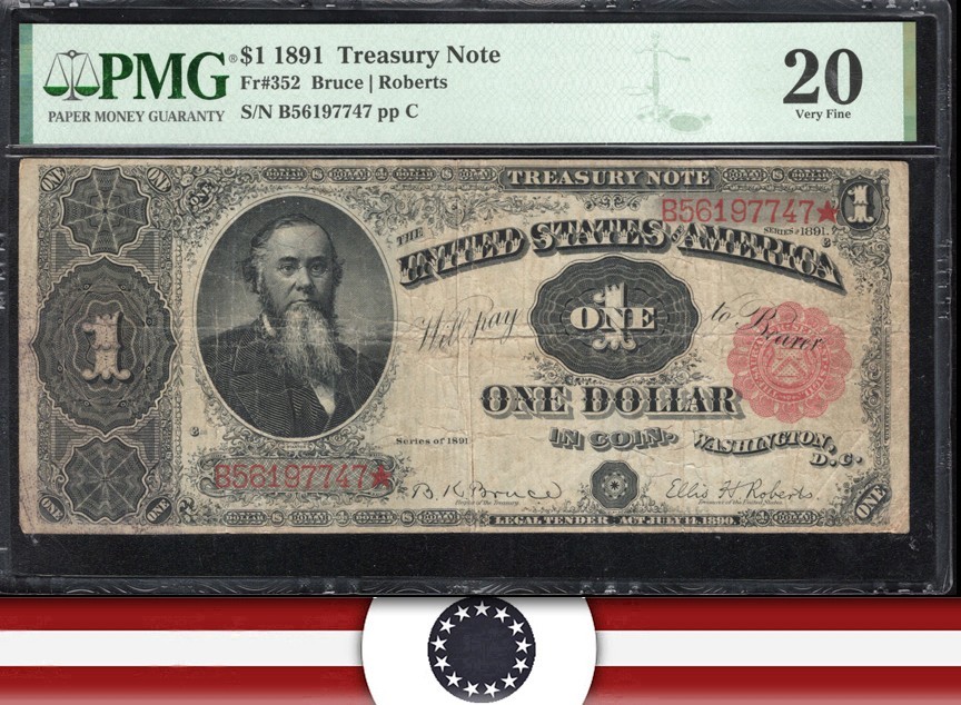 1891 $1 Treasury Note "Stanton" PMG 20 Fr 352 i97747
